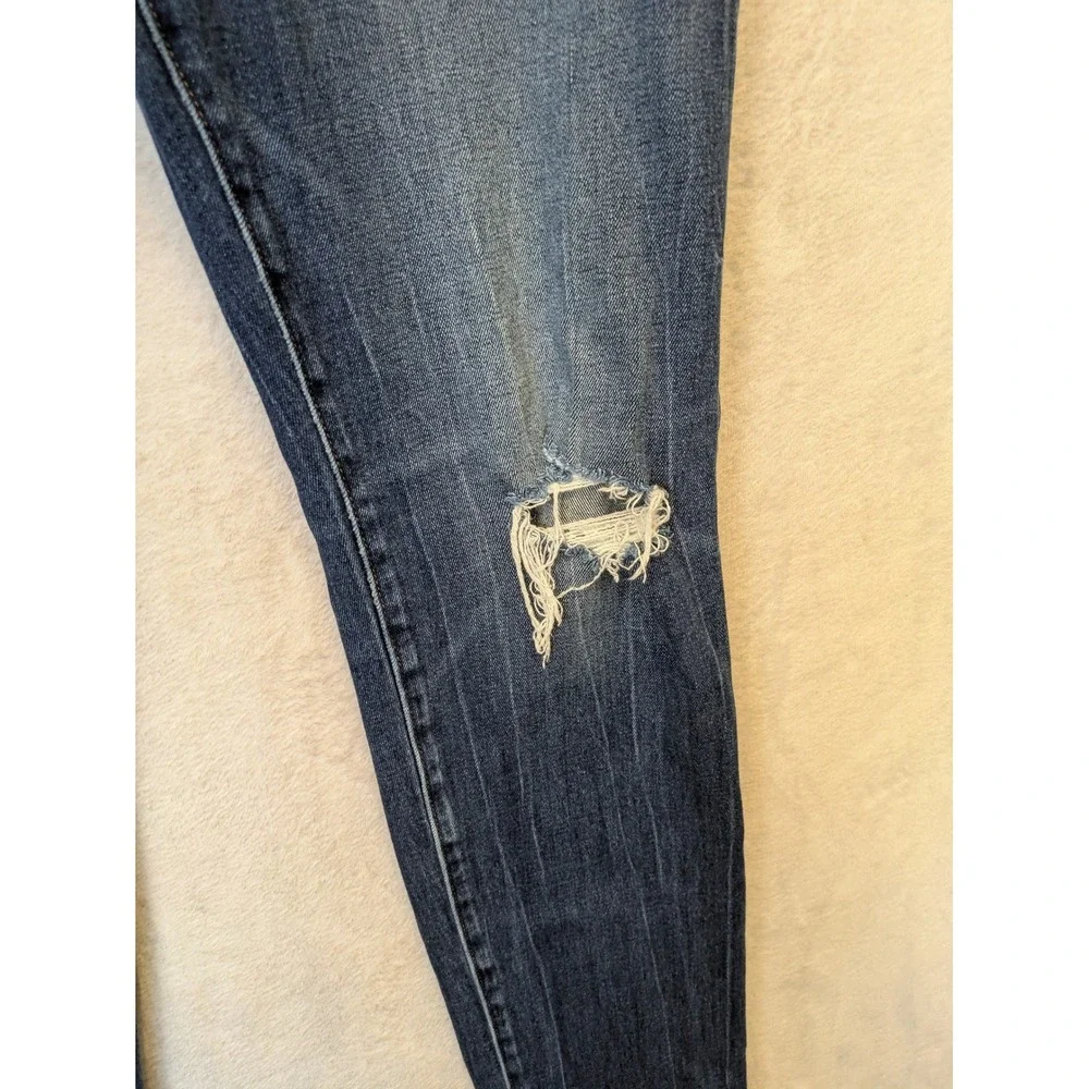 Express‎ Slim Straight Jeans Men's 34x34 Blue Distressed Button Fly Denim